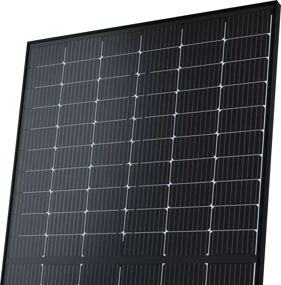 Nahaufnahme eines schwarzen Solarmoduls